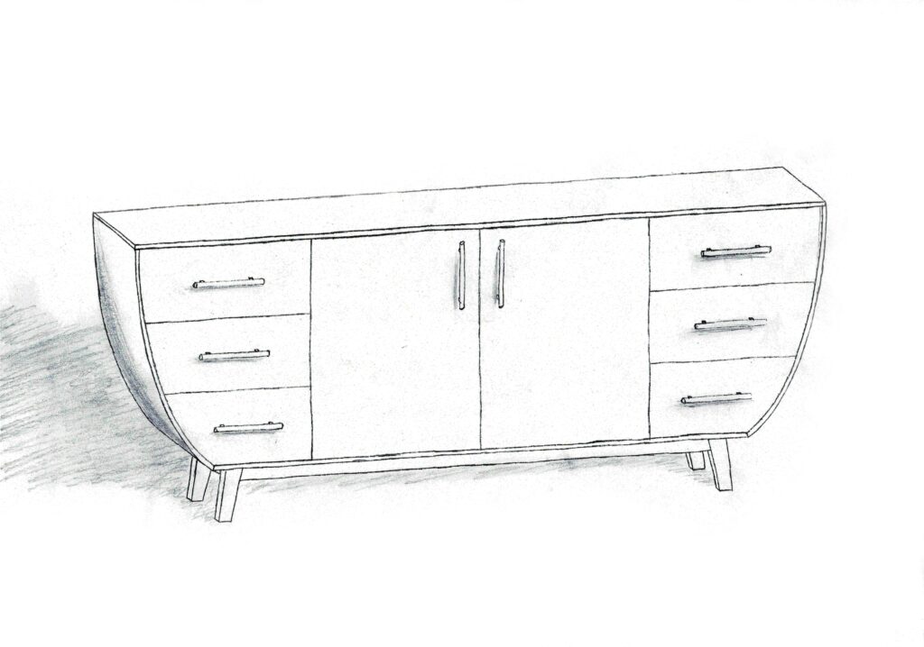 Sideboard Nora von Simon Saslona – Skizze