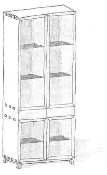 Vitrine aus Amerikanischem Nussbaum von Christopher Gögel – Skizze